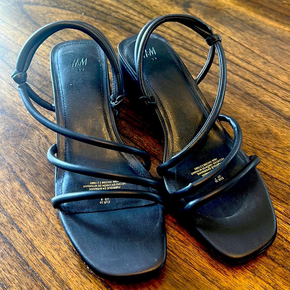 H&M black healed sandals